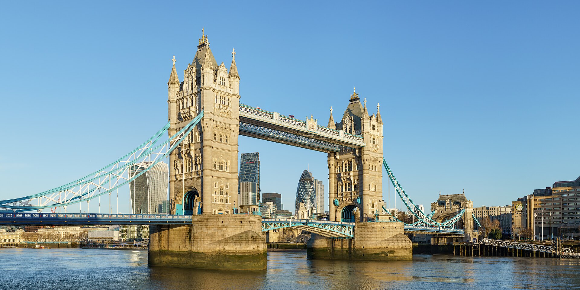 Tower Bridge and the River Thames in London in soft morning light