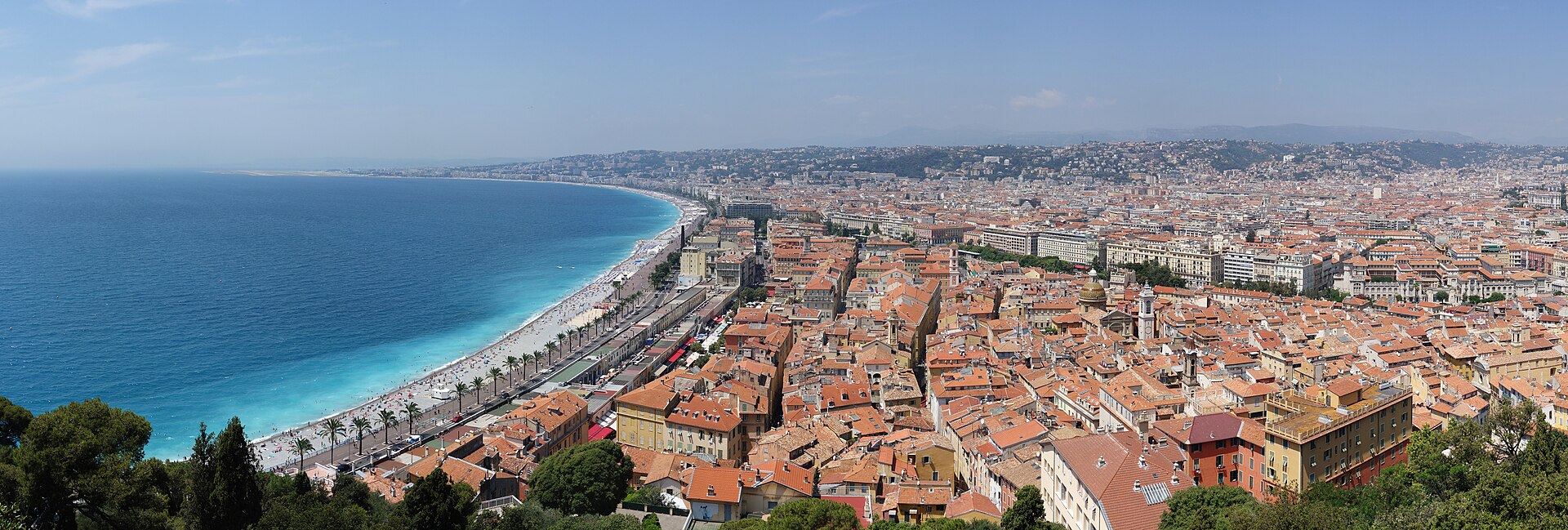 The Promenade des Anglais and the Mediterranean coastline of Nice