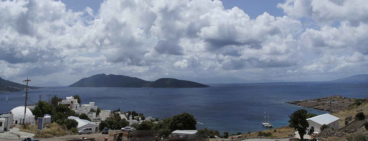 Whitewashed houses and the Aegean coastline around Bodrum