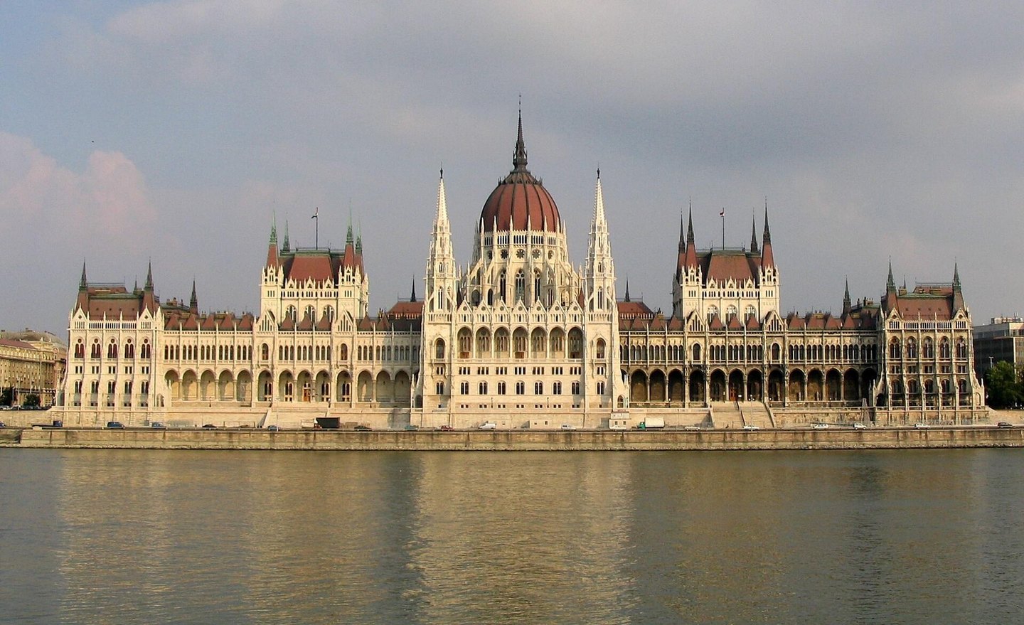 The Hungarian Parliament beside the Danube in Budapest